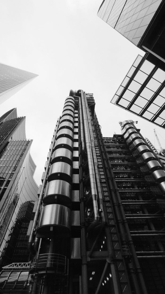 Lloyds Building in London in Black and White